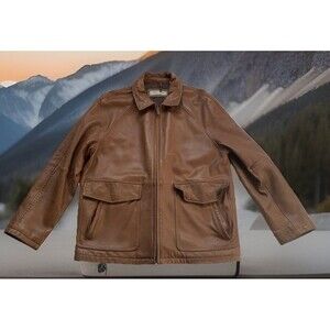 Joseph Abboud Men's Leather Jacket Vintage 1980's Tobacco Brown Size M Preowned